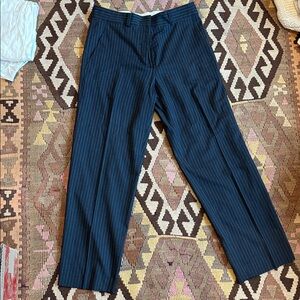 ODEEH Women's Navy Pinstripe Cropped Pants